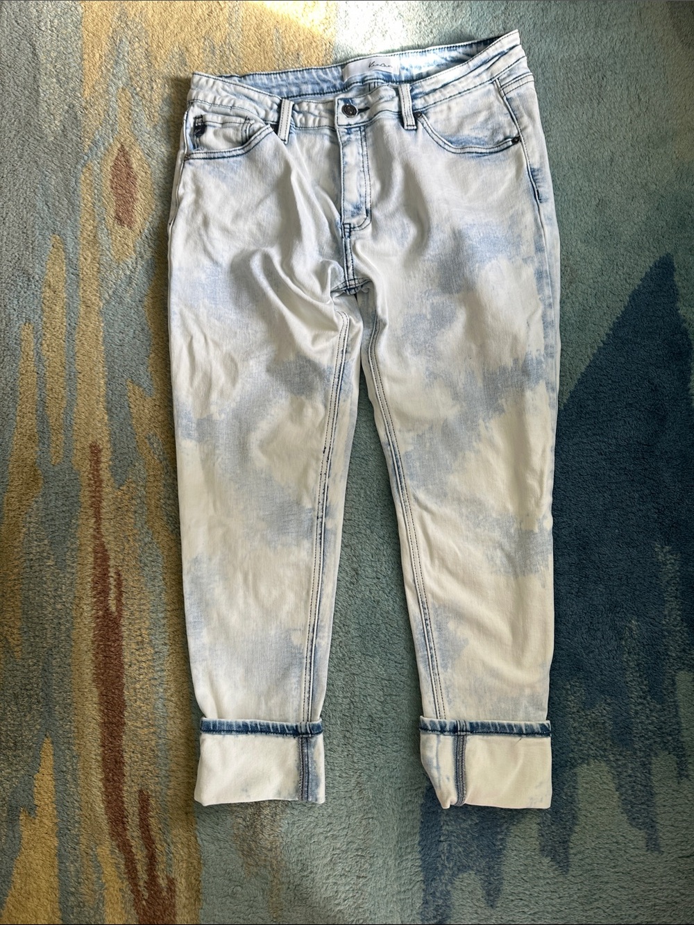 KanCan Light Blue Tie-Dye Cropped Women's Jeans
